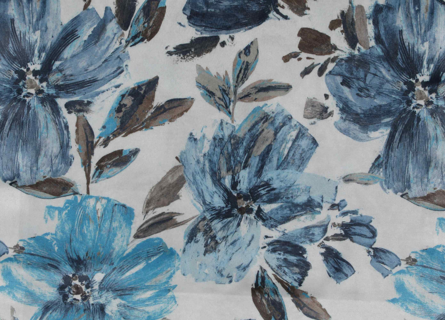 Self Design Big Flower Velvet Type Curtain - Blue