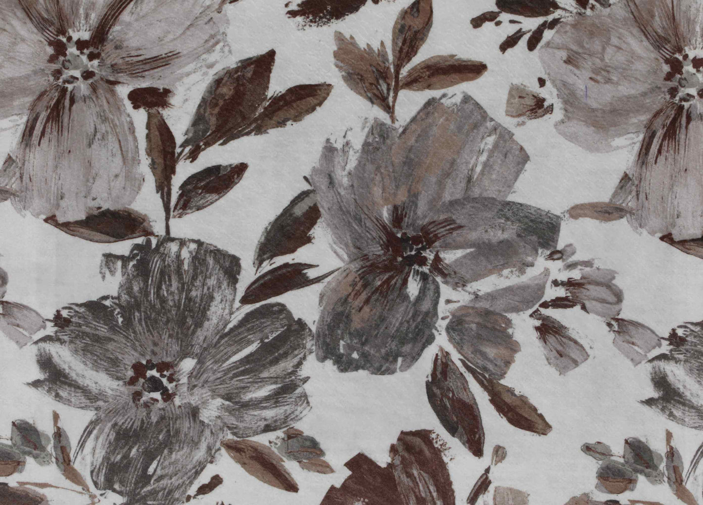 Self Design Big Flower Velvet Type Curtain - Brown