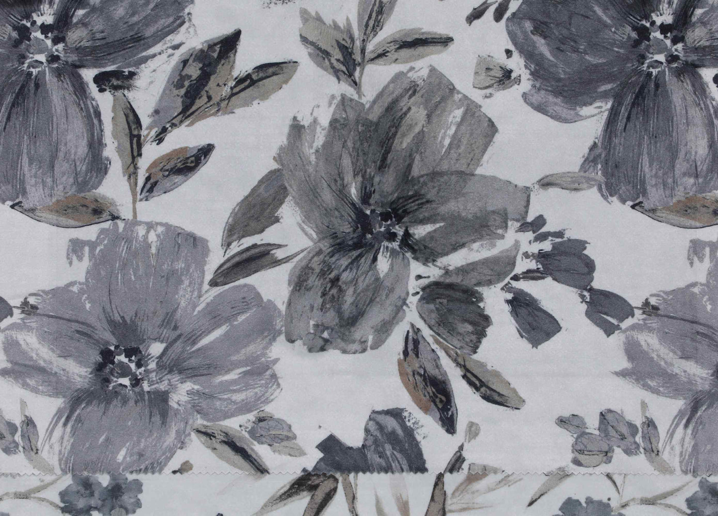 Self Design Big Flower Velvet Type Curtain - Grey