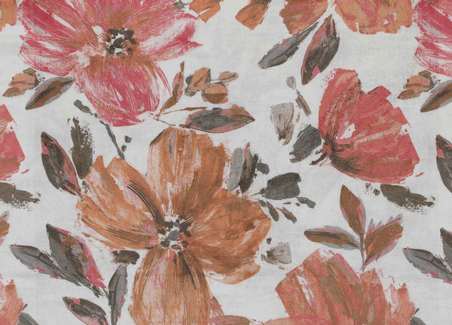Self Design Big Flower Velvet Type Curtain - Orange