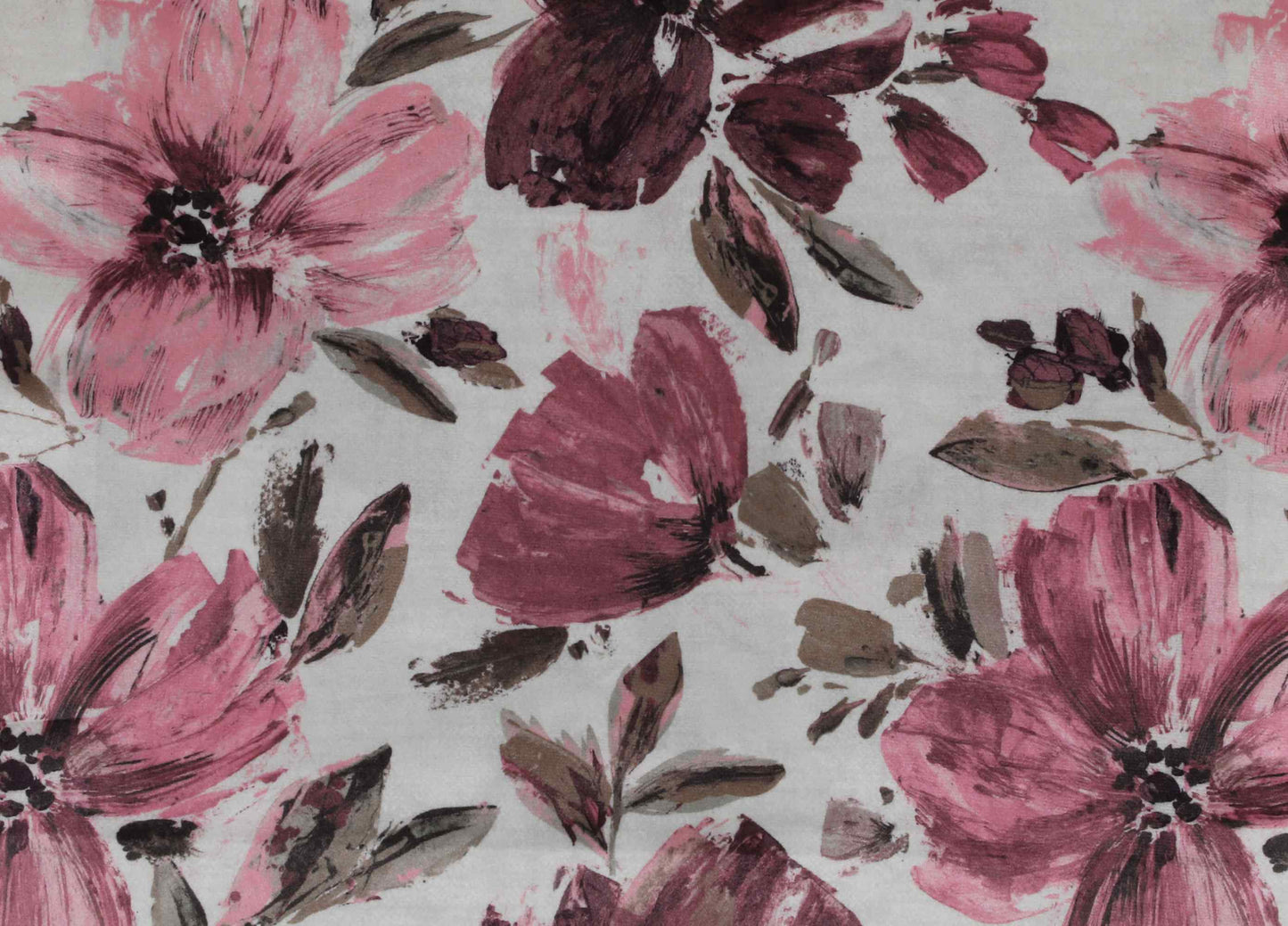 Self Design Big Flower Velvet Type Curtain - Pink