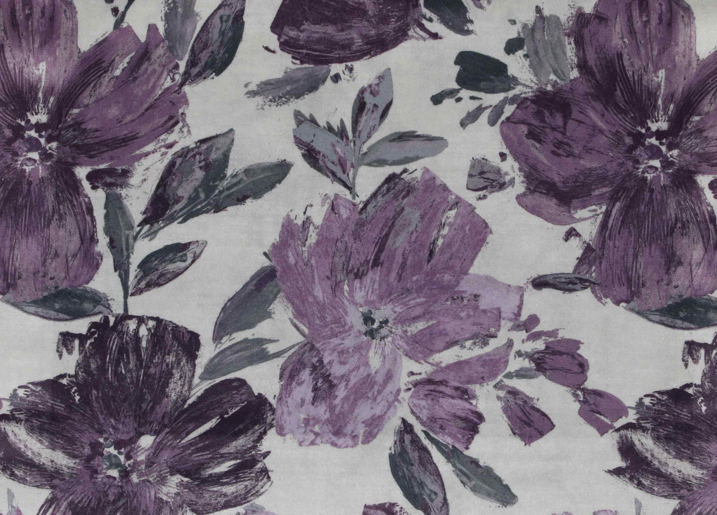 Self Design Big Flower Velvet Type Curtain - Violet