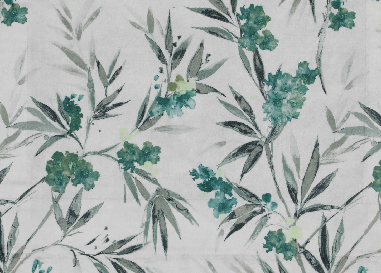 Self Design Branch Leaf Velvet Type Curtain - Green