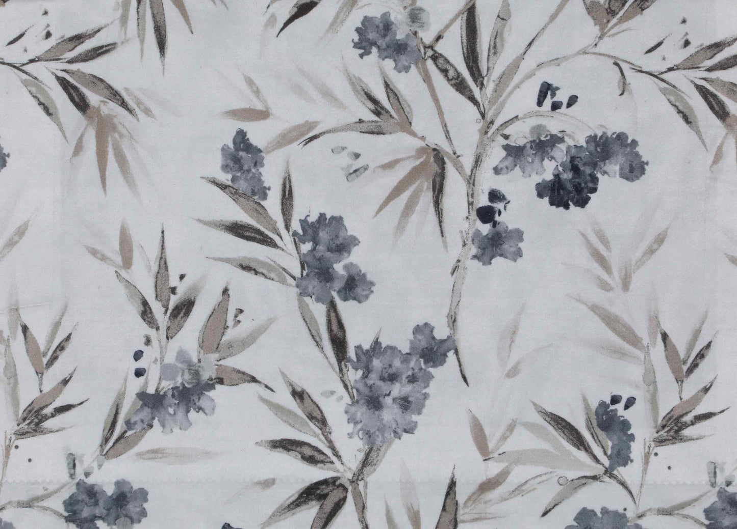 Self Design Branch Leaf Velvet Type Curtain - Grey