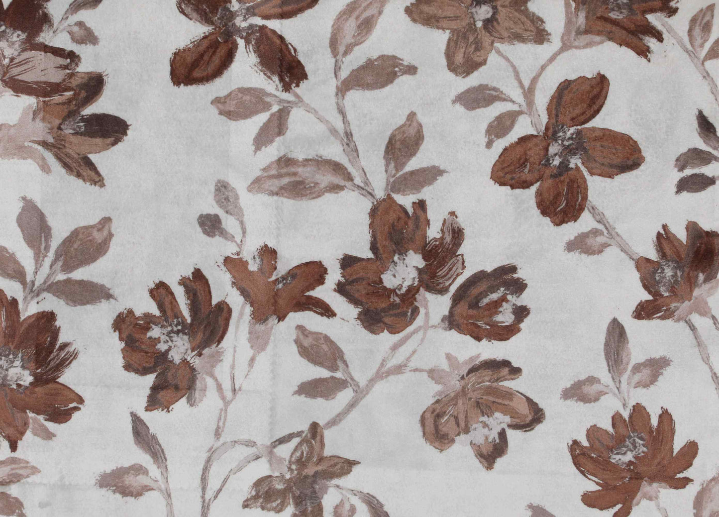 Self Design Flower Velvet Type Curtain - Brown