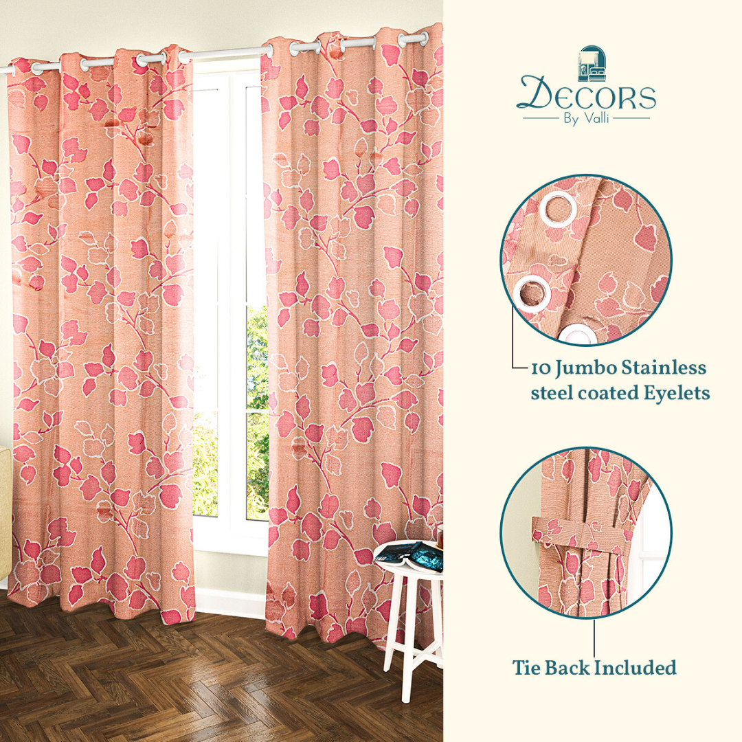 Pack of 2 Curtains - All Over Design Brown