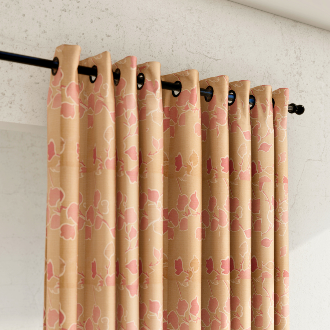 Pack of 2 Curtains - Botanical Design Peach