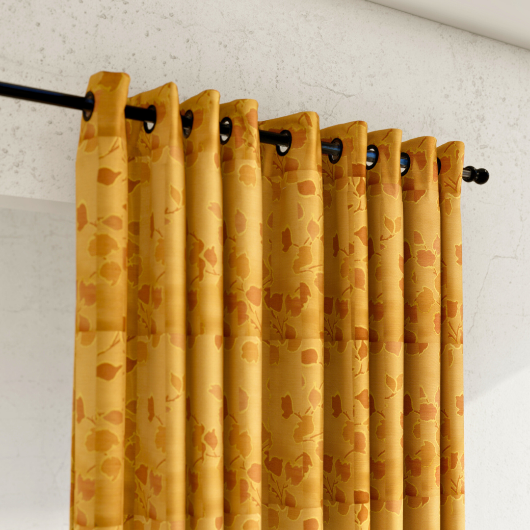 Pack of 2 Curtains - Botanical Design Orange