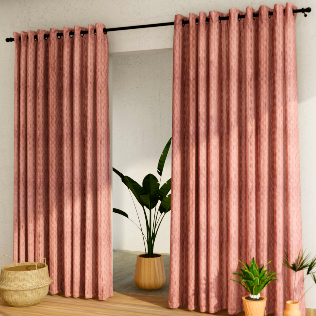 Pack of 2 Curtains - All Self Design Maroon