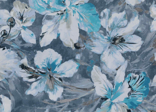 Big Flower Design Curtain - Blue