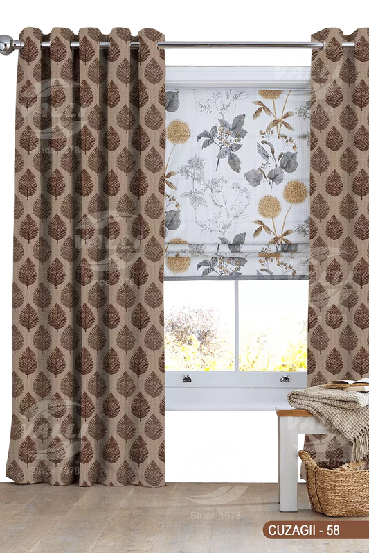 Big Leaf Curtain - Coffee Brown