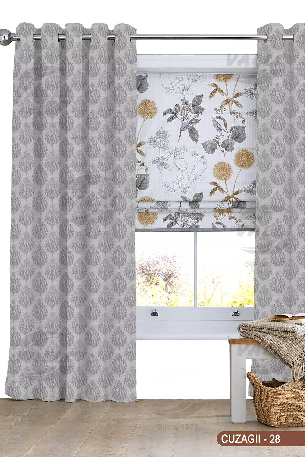 Big Leaf Curtain - Grey