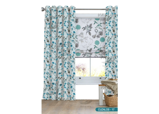 Branch Flower Curtain - Blue