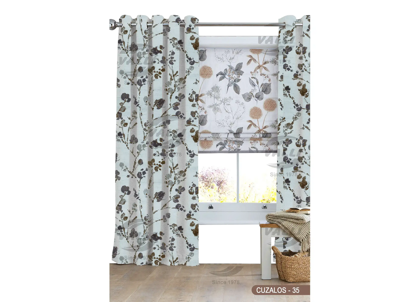 Branch Flower Curtain - Brown