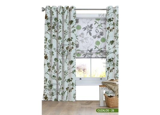 Branch Flower Curtain - Green