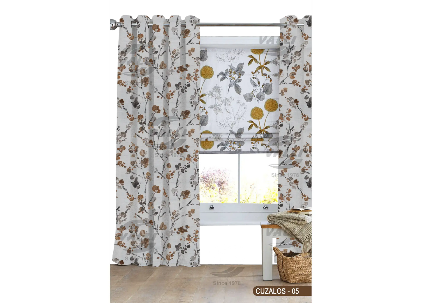 Branch Flower Curtain - Mustard