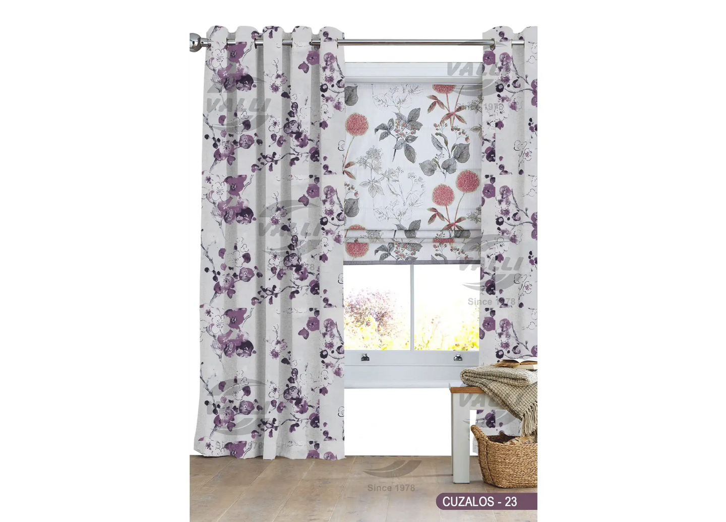 Branch Flower Curtain - Wine