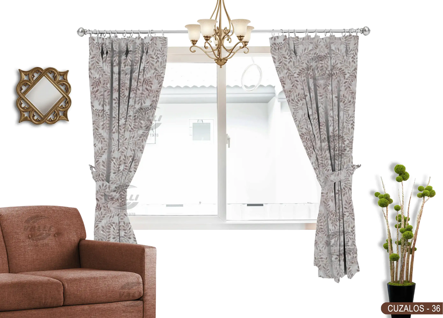 Branch Leaf Curtain - Brown