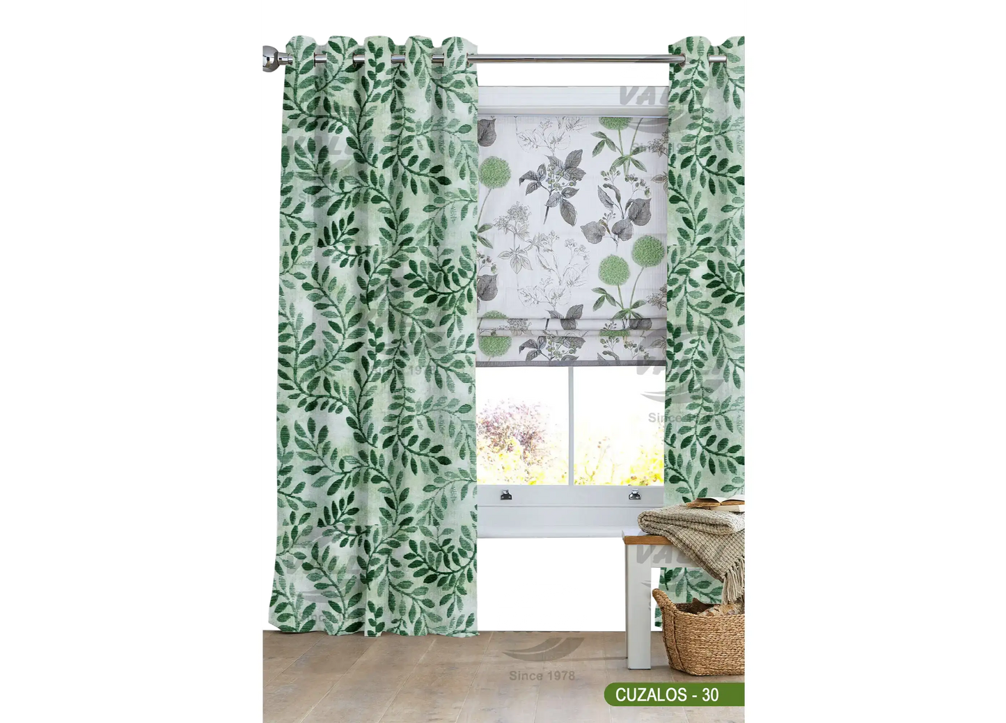 Branch Leaf Curtain - Green