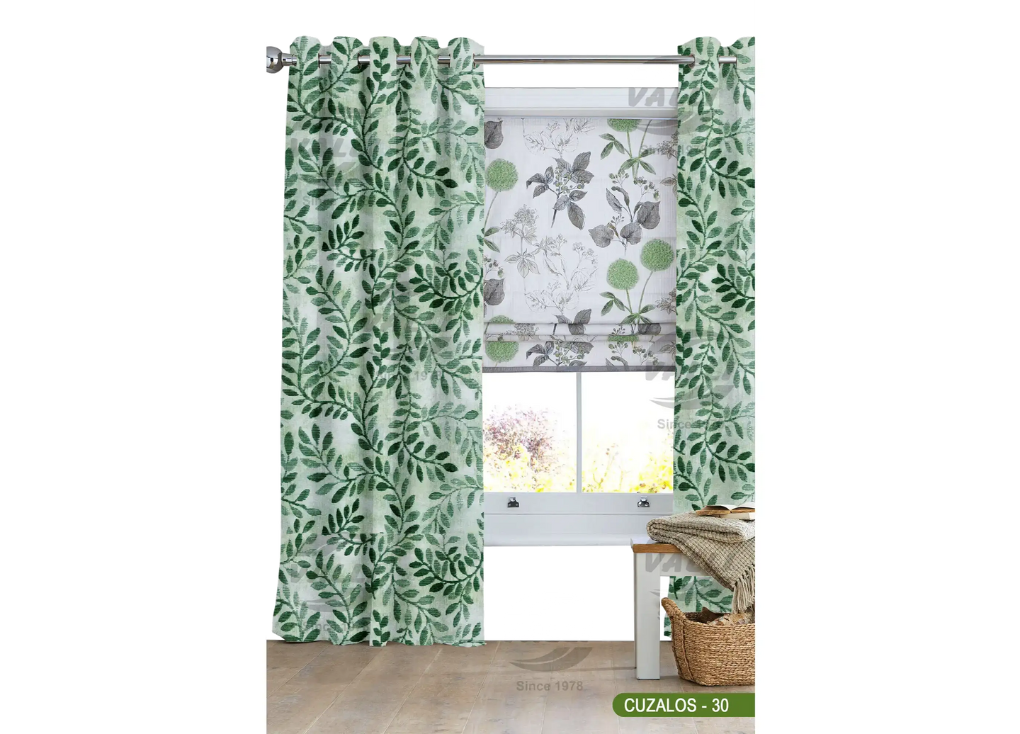 Branch Leaf Curtain - Green