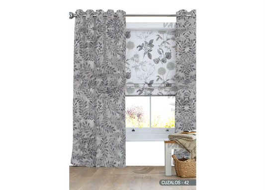 Branch Leaf Curtain - Grey