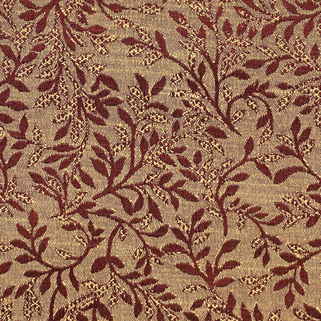 Small Leaf Design Curtain - Maroon