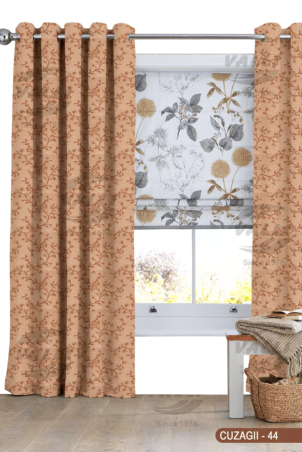 Flower Curtain - Dark Brown