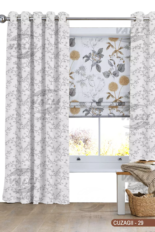 Flower Curtain - Grey