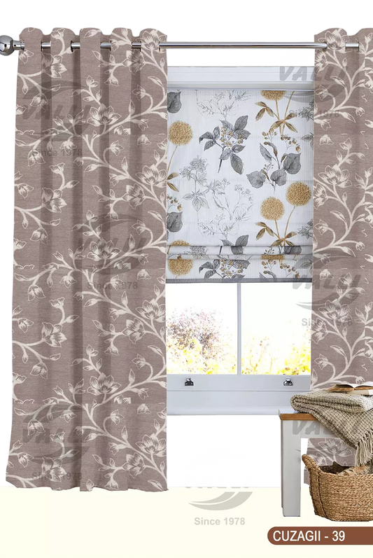 Flower Curtain - Light Brown