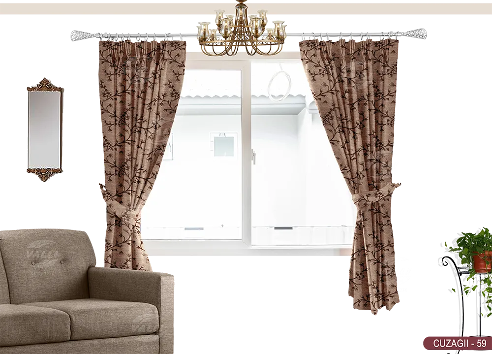 Flower Curtain - Coffee Brown