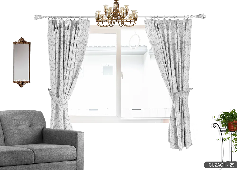 Flower Curtain - Grey