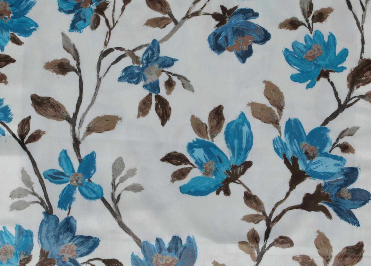 Self Design Flower Velvet Type Curtain - Blue