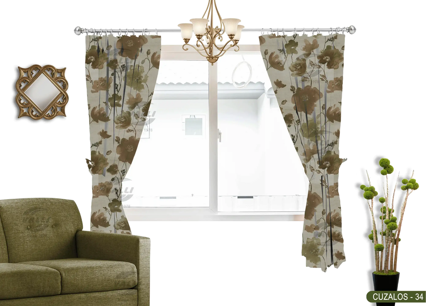 Flower Curtain - Brown