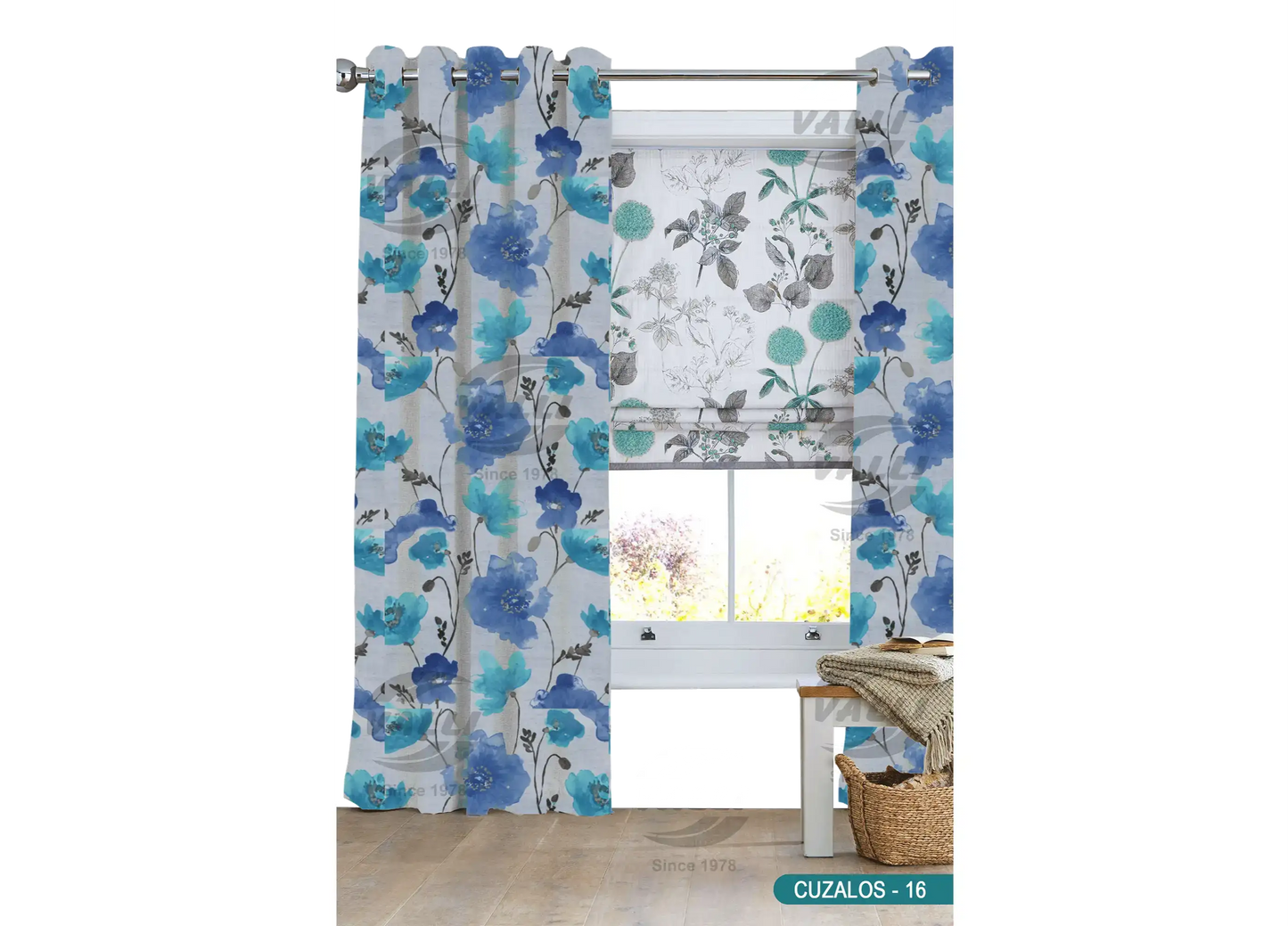 Flower Curtain - Blue