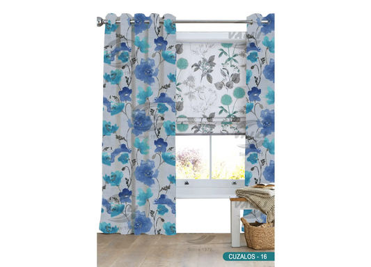 Flower Curtain - Blue