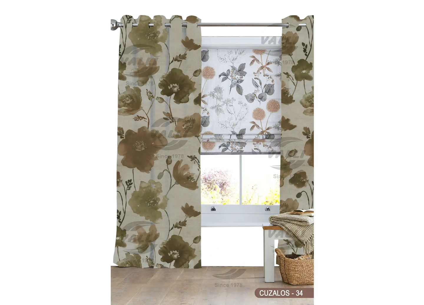 Flower Curtain - Brown