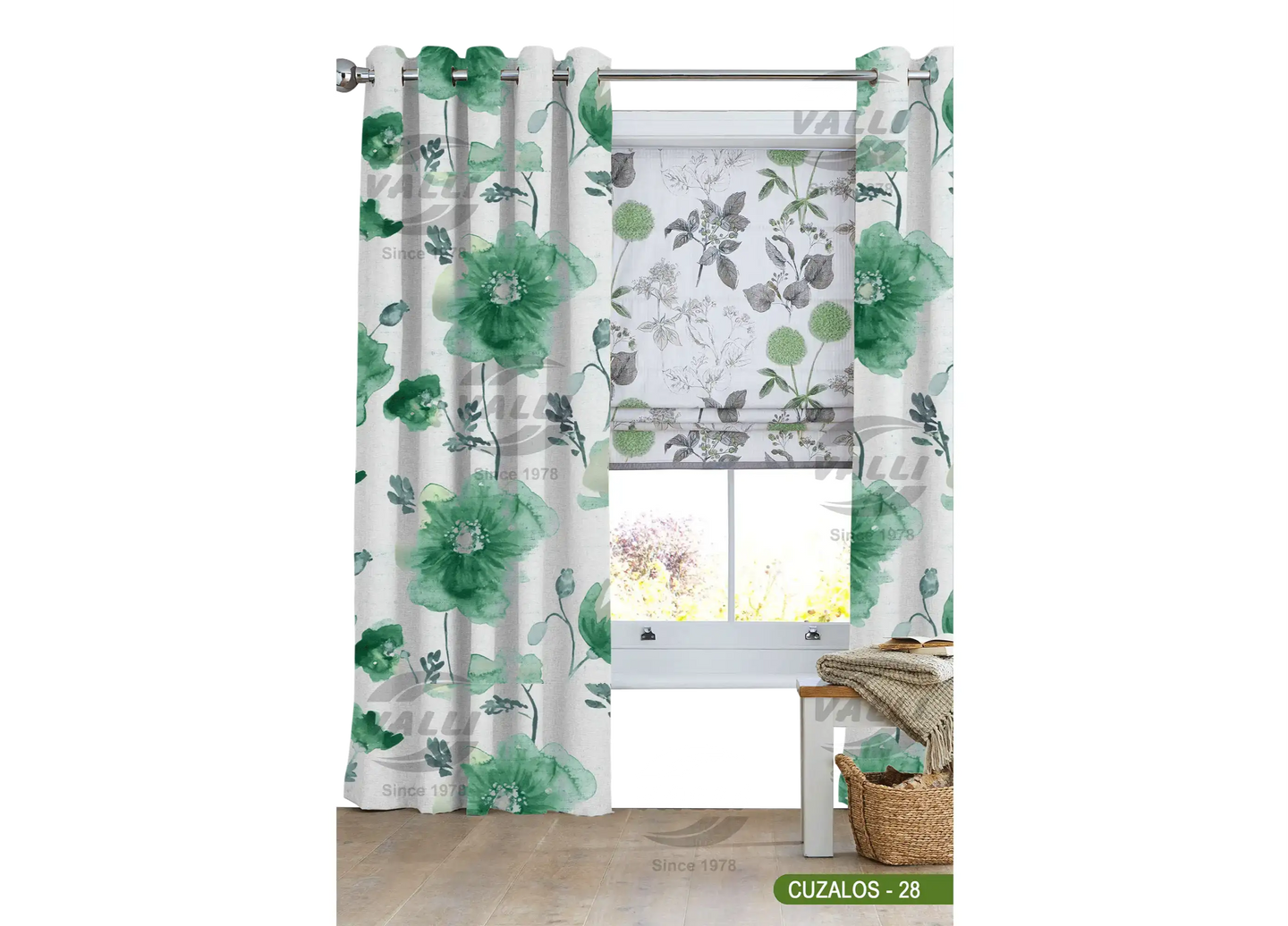 Flower Curtain - Green