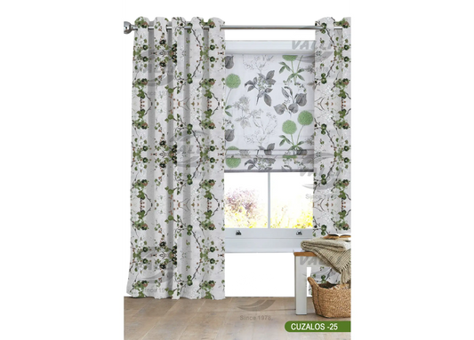 Flower Design Curtain - Green