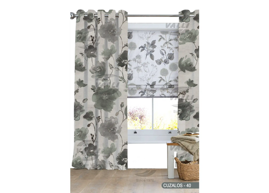 Flower Curtain - Grey