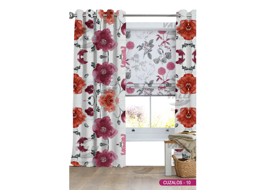 Flower Curtain - Maroon