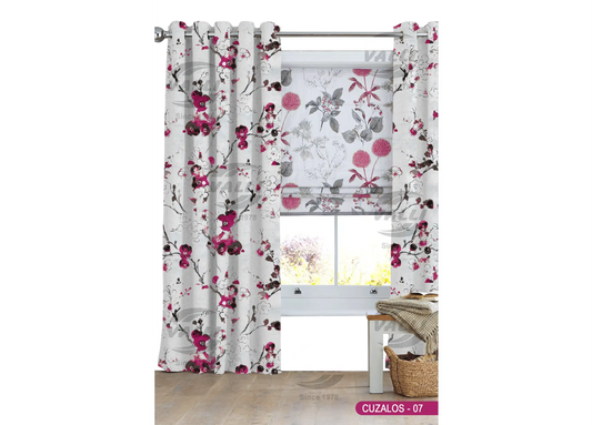 Flower Design Curtain - Maroon