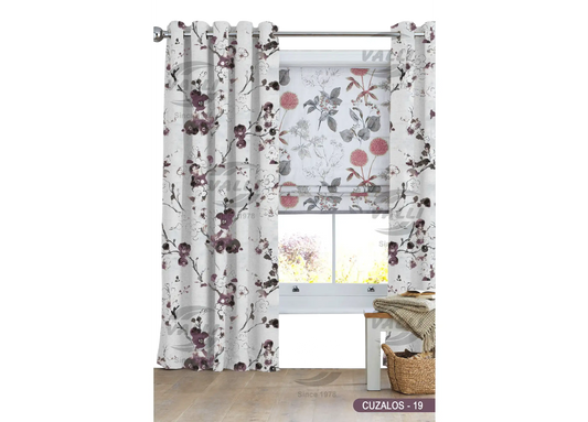 Flower Design Curtain - Wine