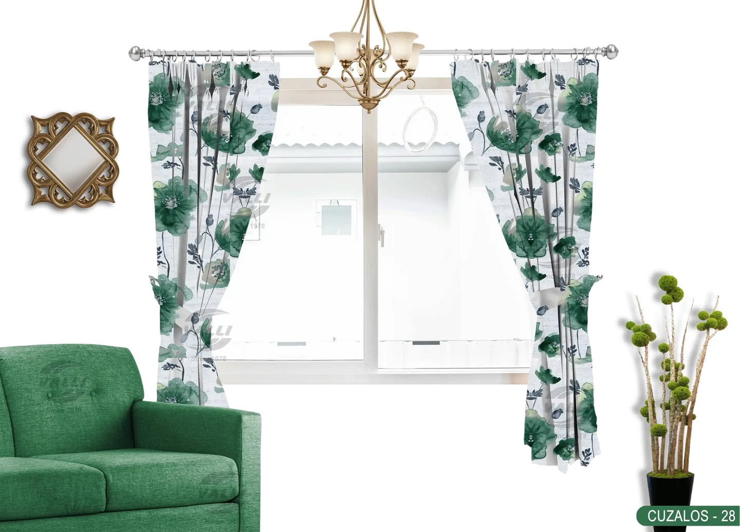 Flower Curtain - Green