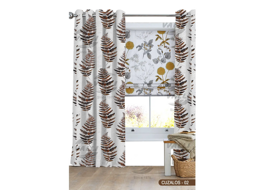 Leaf Design Curtain - Mustard