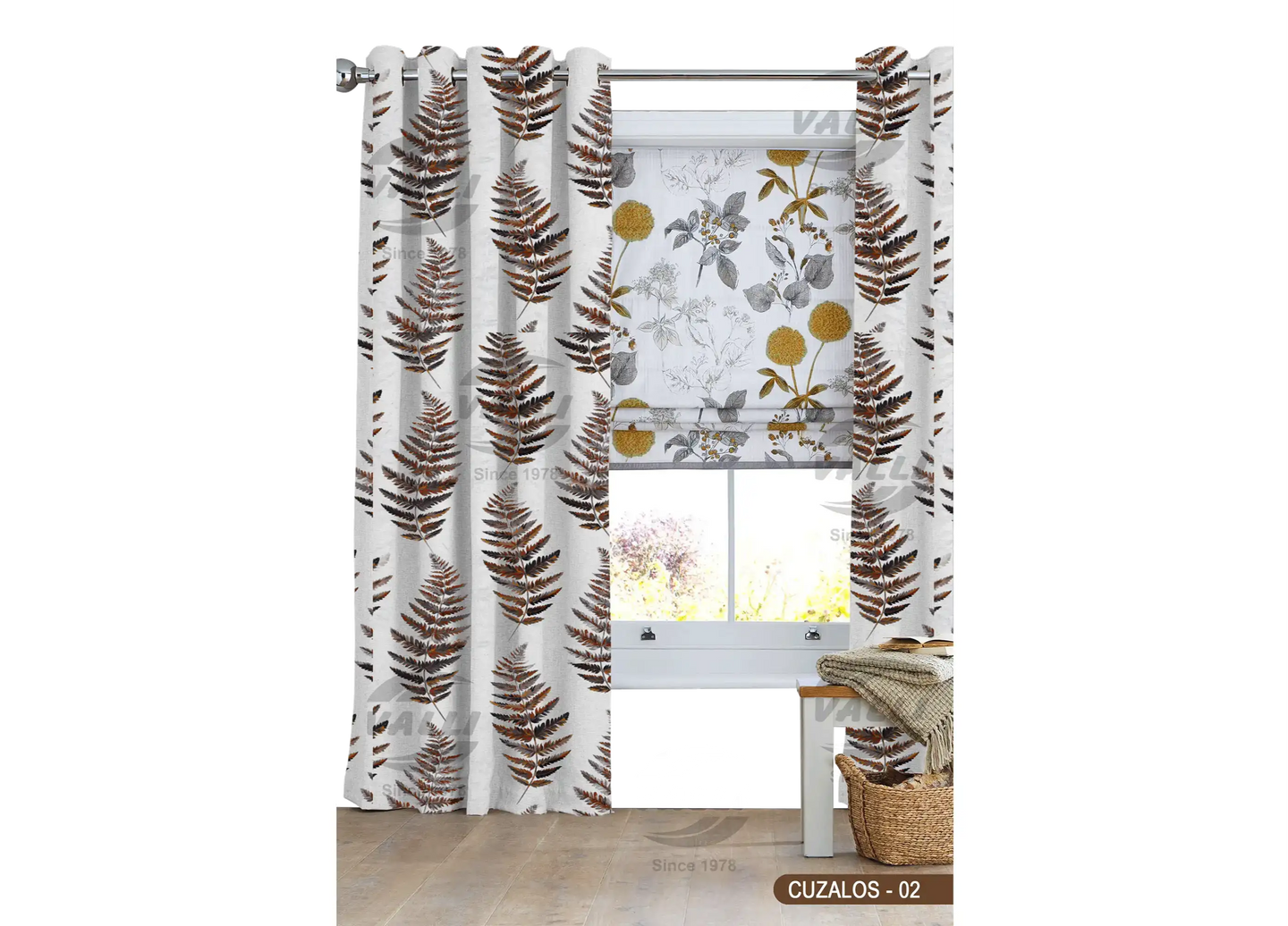 Leaf Design Curtain - Mustard