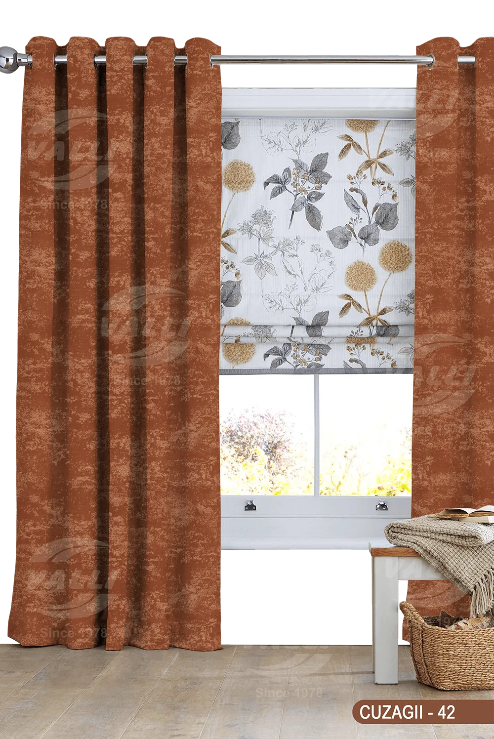 Self Design Curtain - Dark Brown - CUZAGII - 42