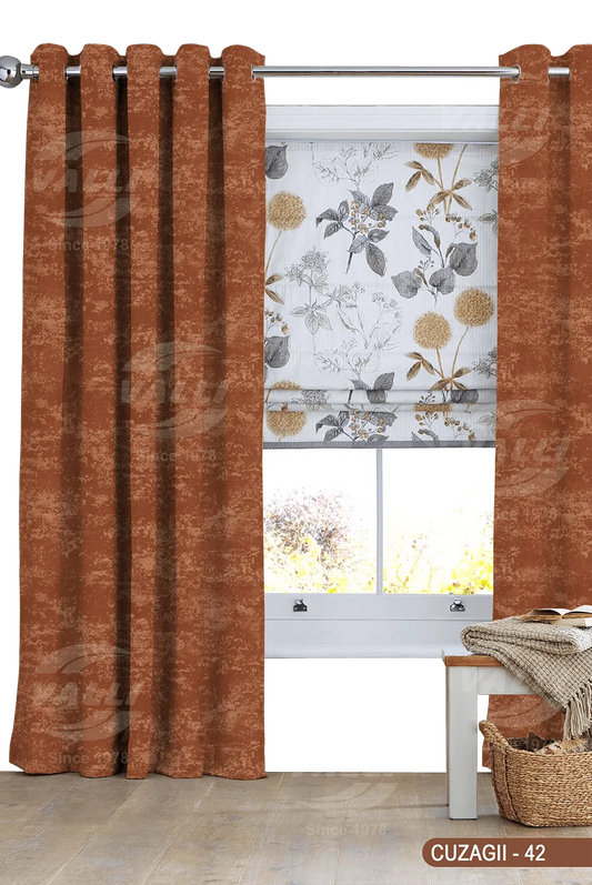 Self Design Curtain - Dark Brown - CUZAGII - 42