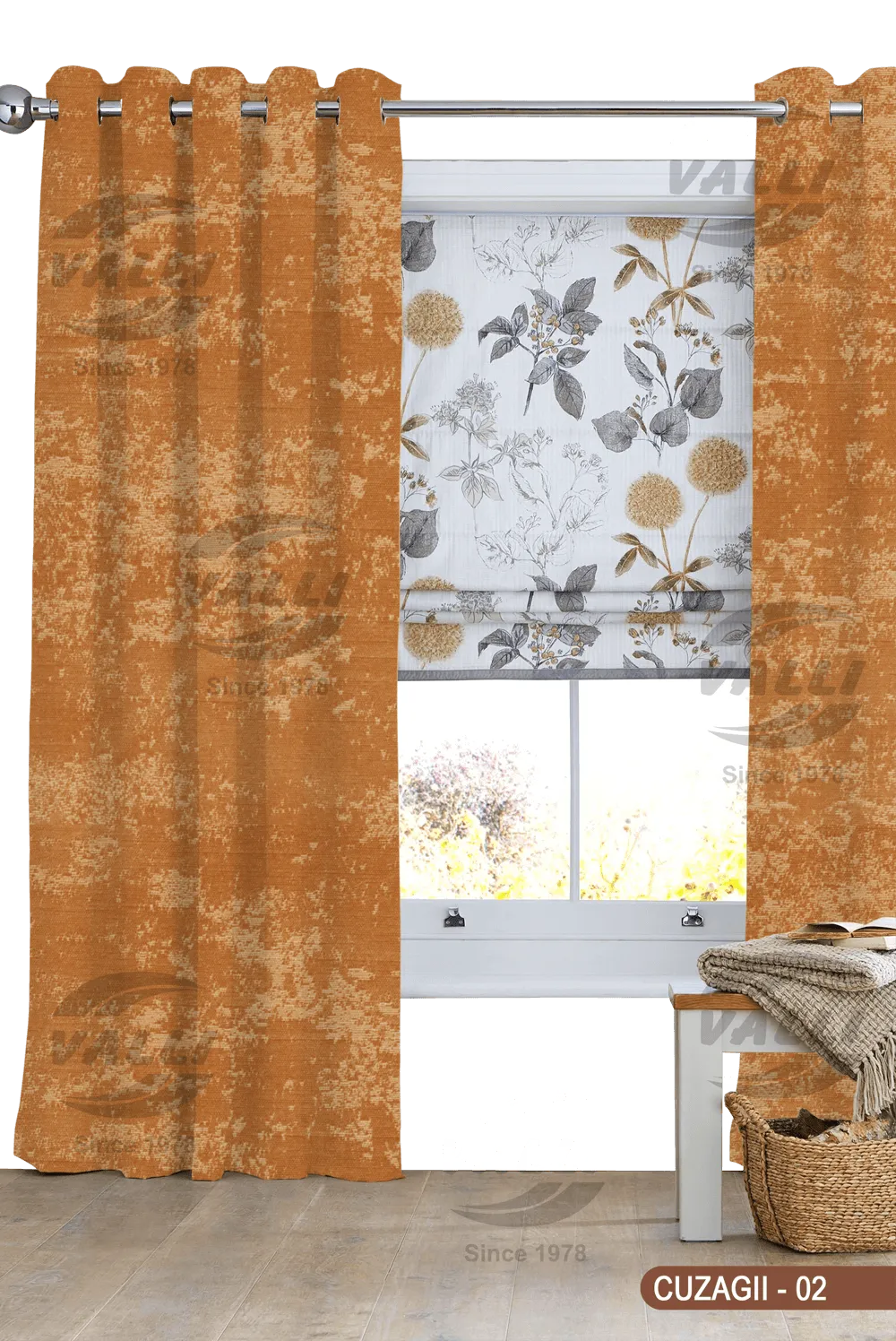 Self Design Curtain - Gold -CUZAGII - 02