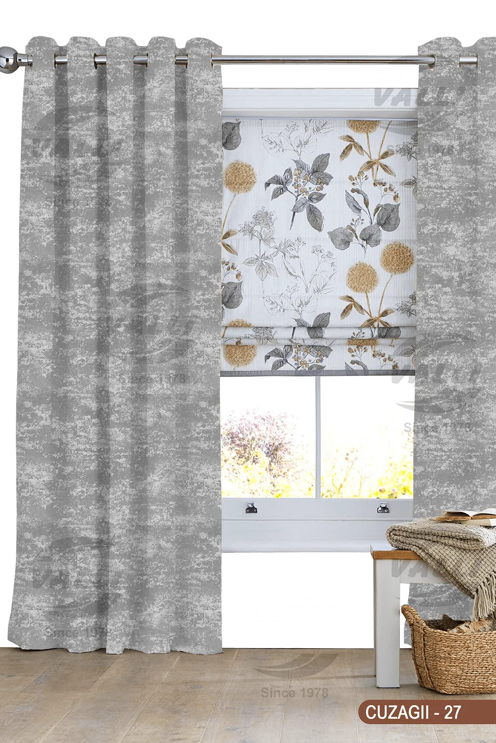 Self Design Curtain - Grey - CUZAGII - 27