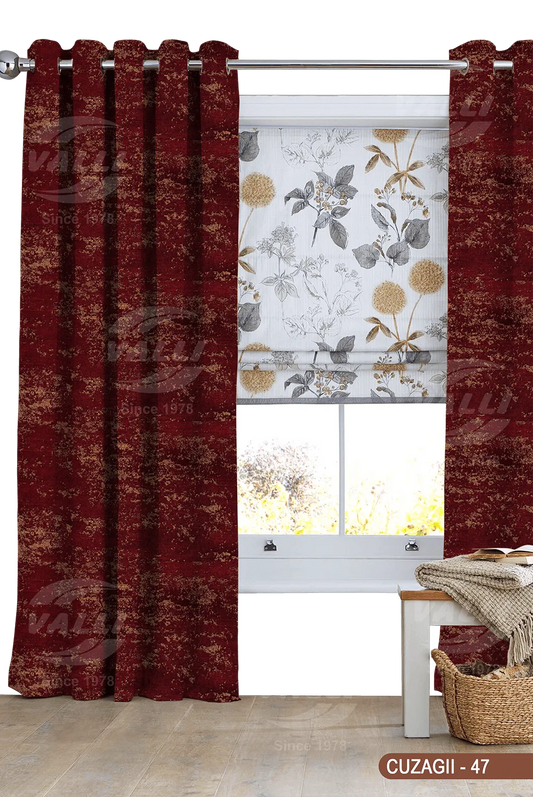 Self Design Curtain - Maroon - CUZAGII - 47